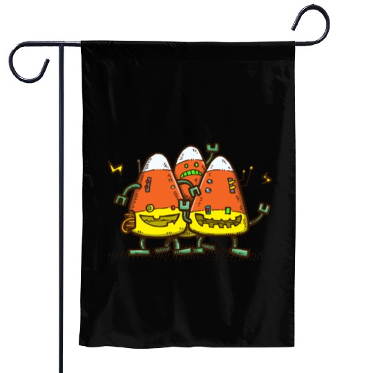 Candy Corn Bots Garden Flags