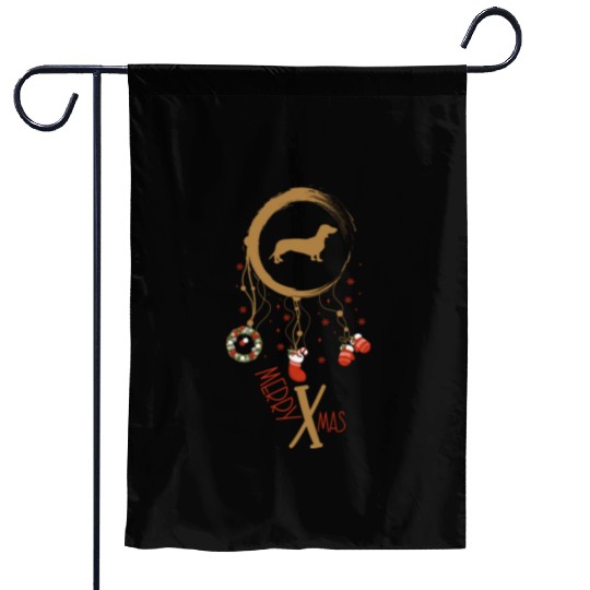 dog dreamcatcher Christmas Dachshund Garden Flags
