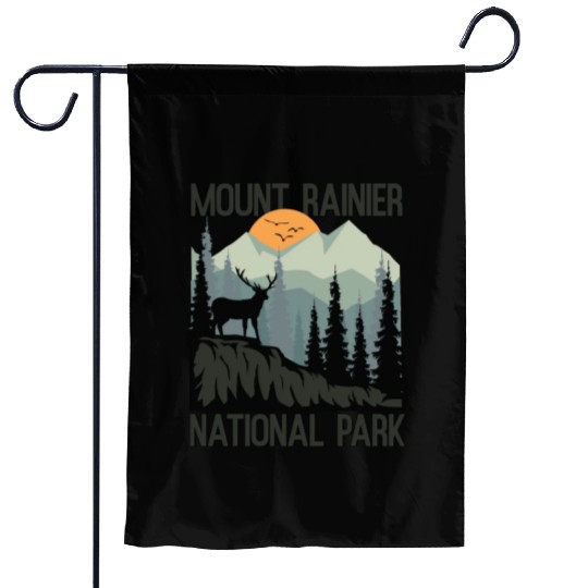 Mount Rainier National Park Mountains Deer Garden Flags