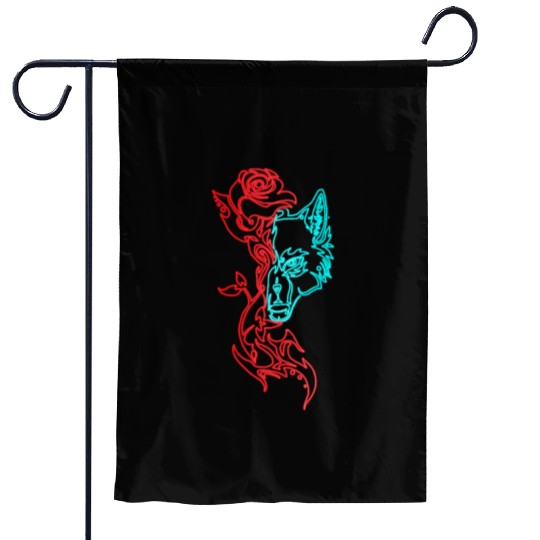 Wolf and Rose Garden Flags