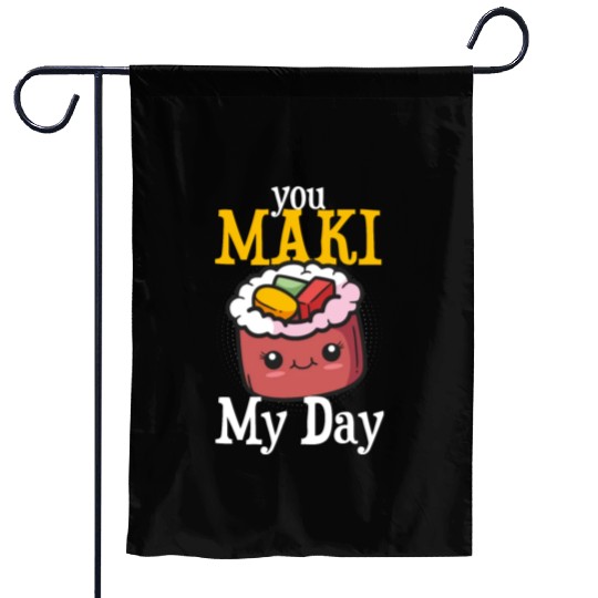 Funny sushi maki saying eat motif Garden Flags