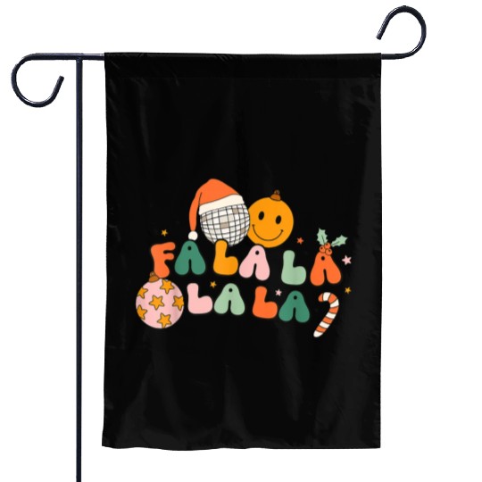 Retro Groovy Fa La La Christmas Cute Santa Hat Garden Flags