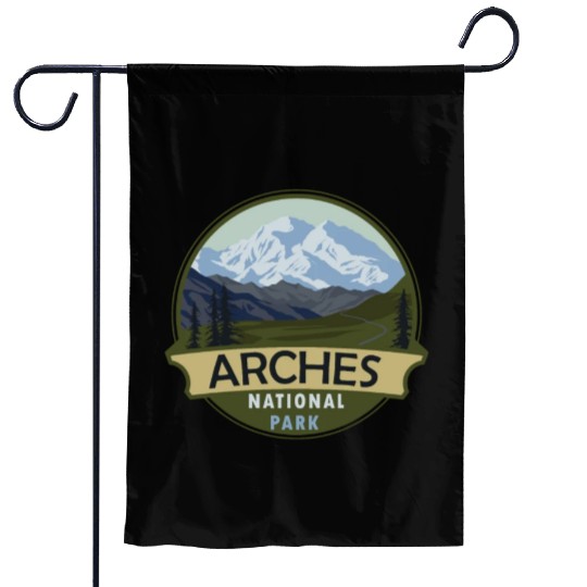 Cool Vintage Retro Arches National Park Mountain Garden Flags