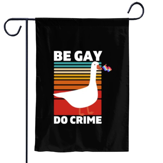 BGD crime. LGBTQ Pride. Garden Flags