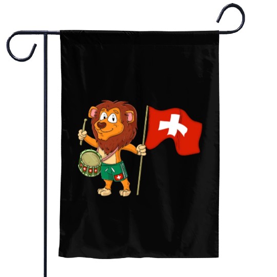 Lion with the Switzerland flag Garden Flags