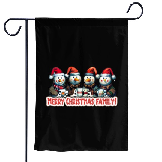 Snowmen in christmas coral, image for end of year, Garden Flags