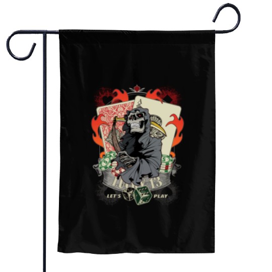 Let us play Poker Lucky 13 Skull gift Garden Flags