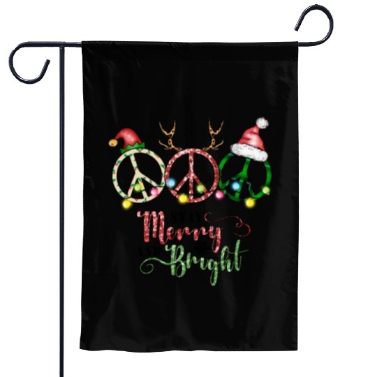 Xmas Christmas Stay Merry and Bright Garden Flags