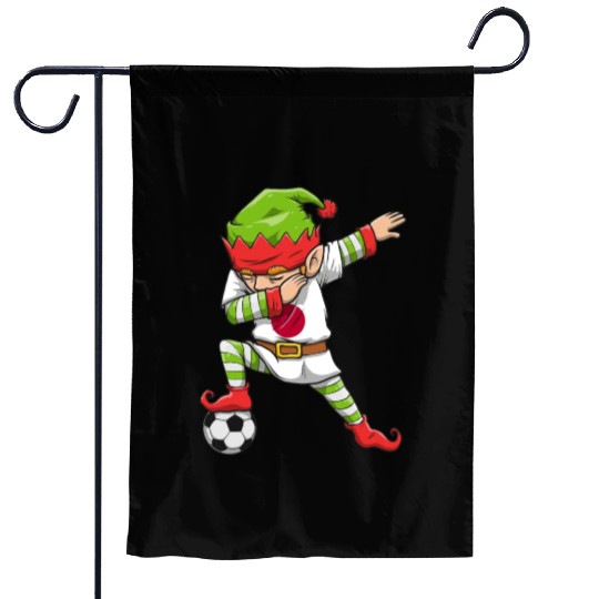 Soccer Boy Dabbing Elf Squad Christmas Jersey Garden Flags