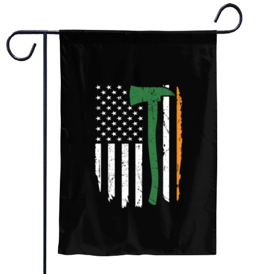 Irish Firefighter American Flag Ireland Garden Flags