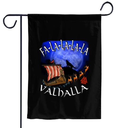 Fa La La La Valhalla Christmas Dragon Ship Vikings Garden Flags