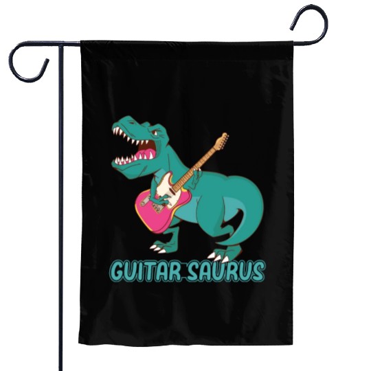 Guitar Saurus - Bass Guitar Player Garden Flags