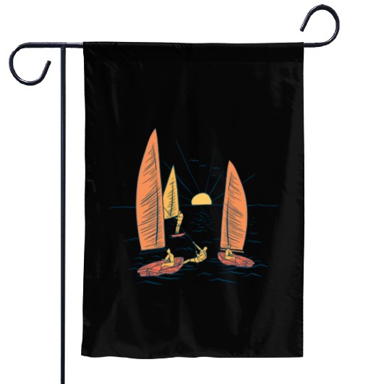 Sailors sailing sea waves sunset Sailors sailing s Garden Flags