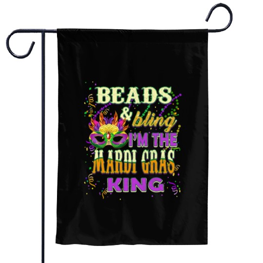 Beads and Bling I'm The Mardi Gras King Garden Flags