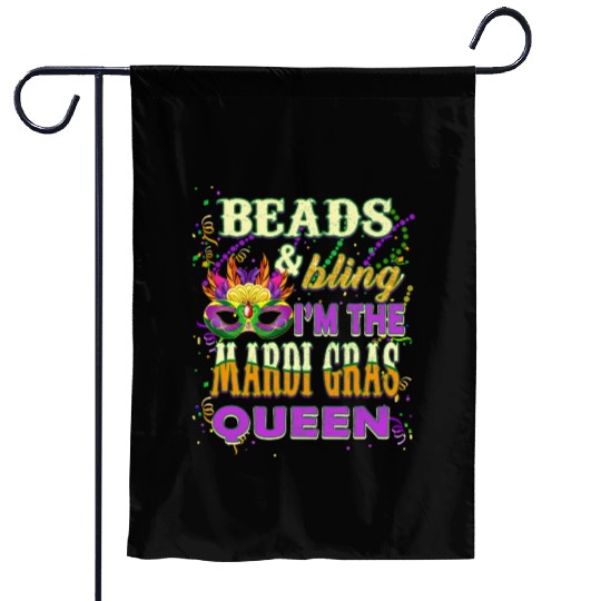 Beads and Bling I'm The Mardi Gras Queen Garden Flags