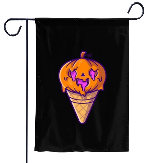Ice cream pumpkin halloween it snow Garden Flags