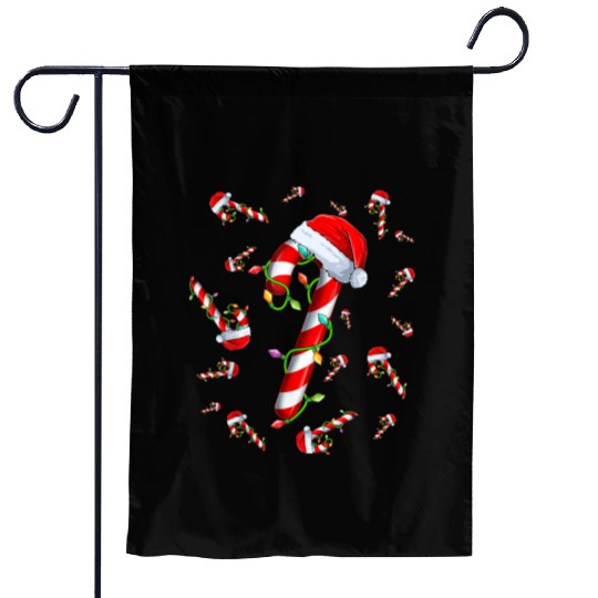 Candy Cane Merry and Bright Red and White Candy Garden Flags