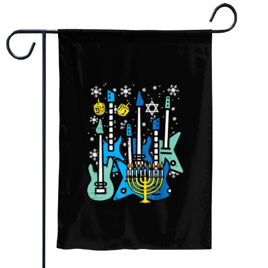 Hanukkah Guitars Chanukah Jewish Rock Rocker Garden Flags