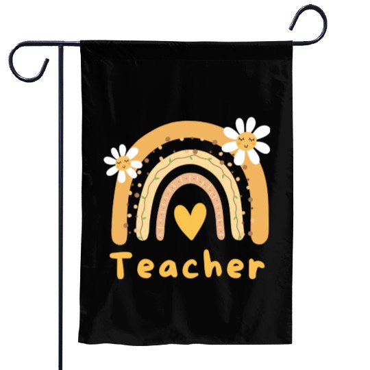 Cute Yellow Floral Teacher Garden Flags