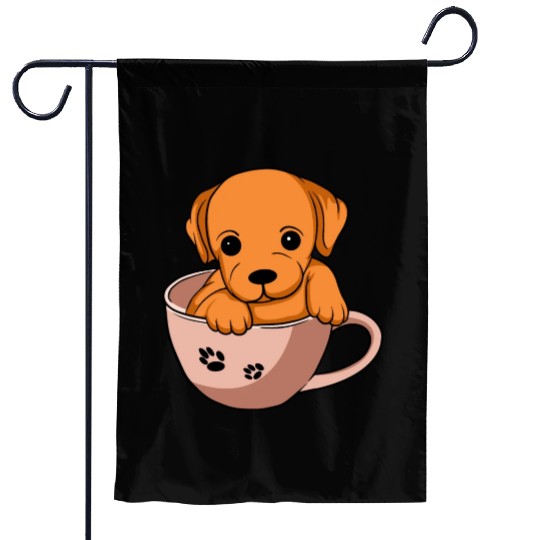 Cute Puppy in a Cup Funny Dog Pet Lover Gift Ideas Garden Flags