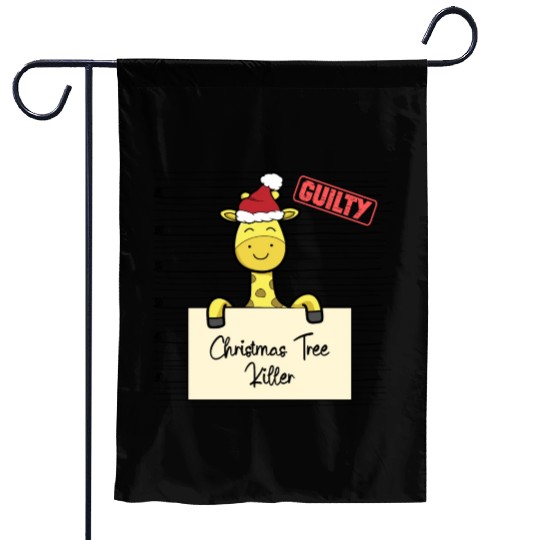 Giraffe christmas funny prison Garden Flags