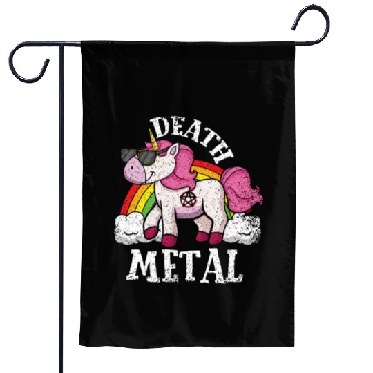 Rainbow Unicorn Rocker Love Metal Music Heavy Rock Garden Flags