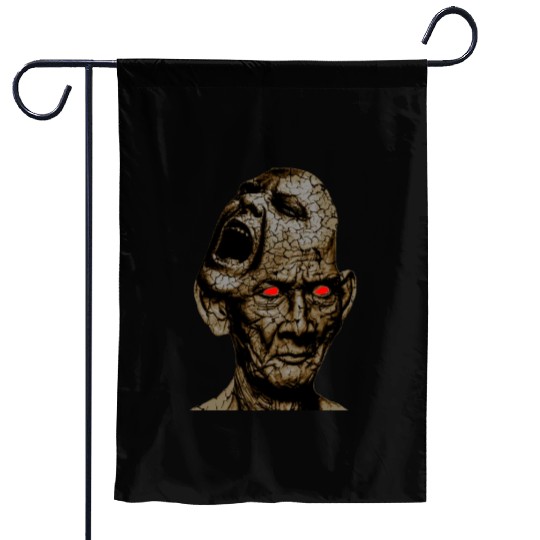 Stoic Old Man With Cracked Leathery Skin Red Eyes Garden Flags