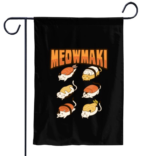 Cat Sushi Meow Design for a Cat Lady or Cat Mom Garden Flags