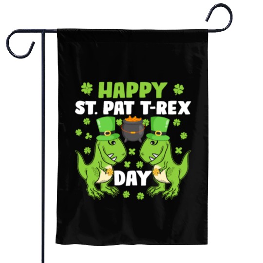 Happy St Pat Trex Day Dino St Patricks Day Kids To Garden Flags