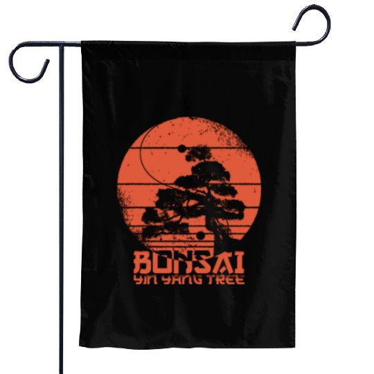 Yin Yang Bonsai Tree Japanese Design Buddhist Zen Garden Flags