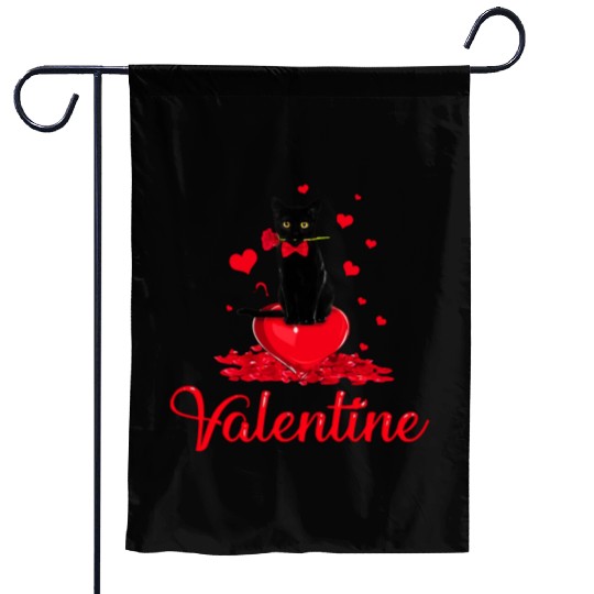 Black cat Is my valentines Garden Flags