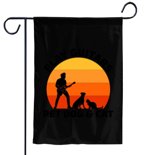 Bass Guitar Player Musician Bassist Cat Dog Animal Garden Flags
