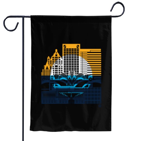 Milwaukee Skyline Squared Milwaukee Peoples Flag D Garden Flags