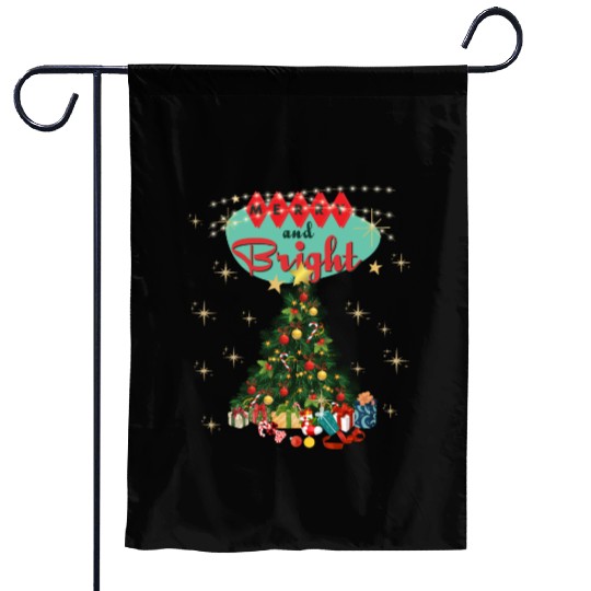Merry and Bright Retro Christmas Garden Flags