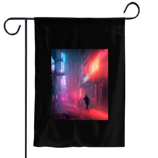 urban ninja stalking the night Garden Flags