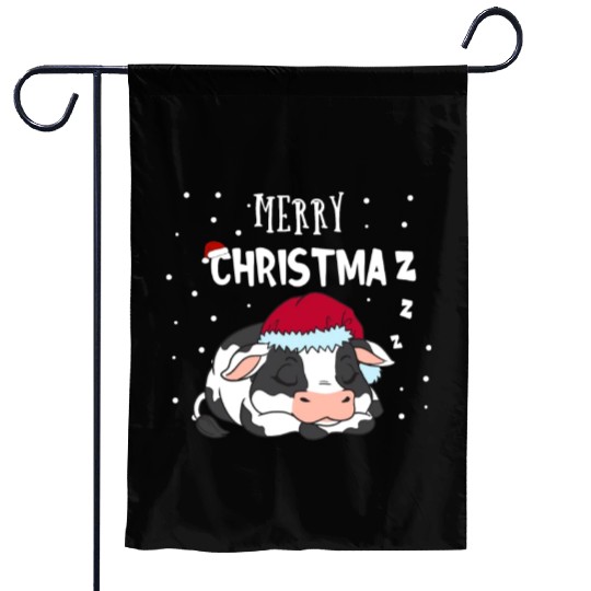Funny Cow Merry Christmaz Christmas Farmer Garden Flags