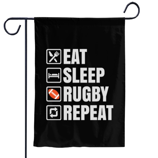 Eat Sleep Rugby Repeat Garden Flags