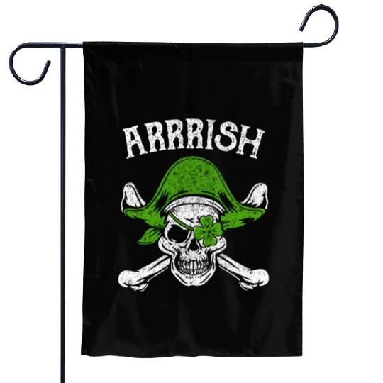 Arrrish With Grunge St. Patrick's Day Pirate Garden Flags