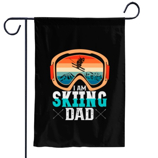 I AM SKIING DAD Funny dad Garden Flags