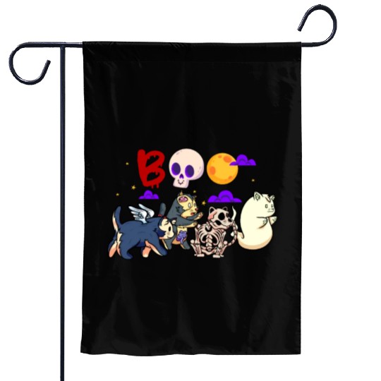 Boo! | Spooky Funny Halloween | Mummy Skeleton Garden Flags