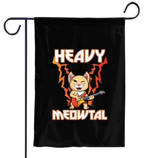 Heavy Meow Metal Music Lover Guitar Kawaii Cat Garden Flags