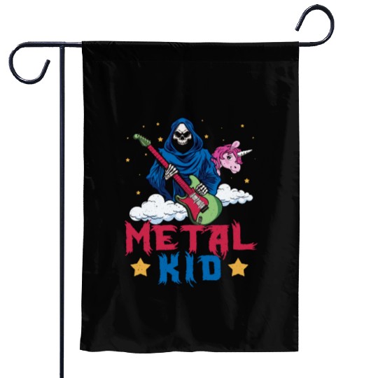 Grim Bone Unicorn Rainbow Metal Rock Metal Kid Garden Flags