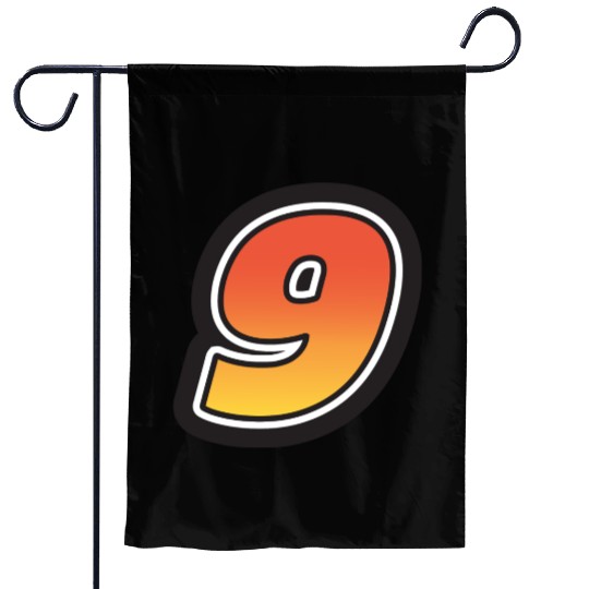 Number Nine 9 Gradient Yellow Orange 3 Stroke Garden Flags