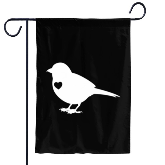 Sparrow Silhouette Heart Garden Flags