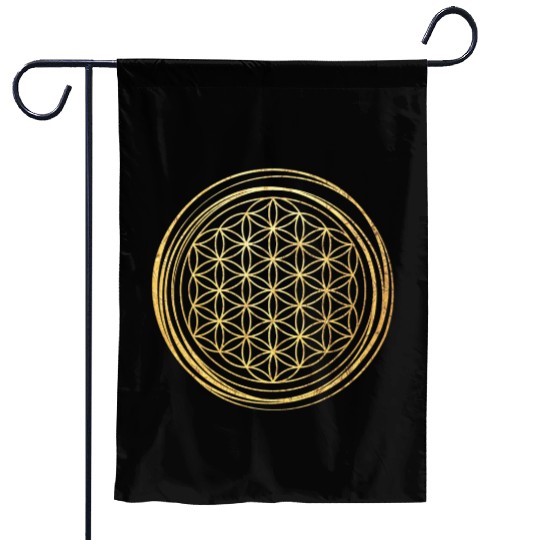 Flower of life Gold Garden Flags