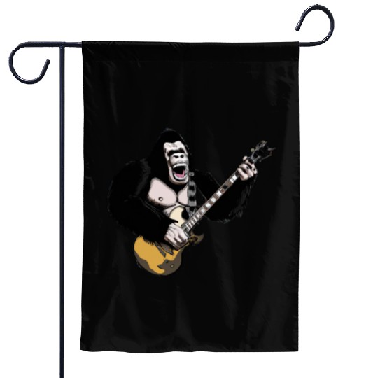 Huge ape playing electric guitar. Garden Flags