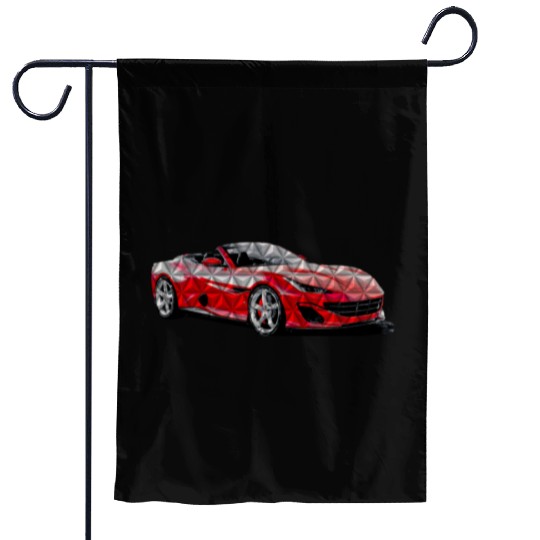 3D Car Red Garden Flags