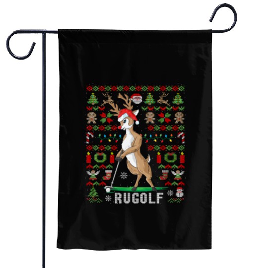 Golf Reindeer Pun Golfer Ugly Christmas Golfing Garden Flags