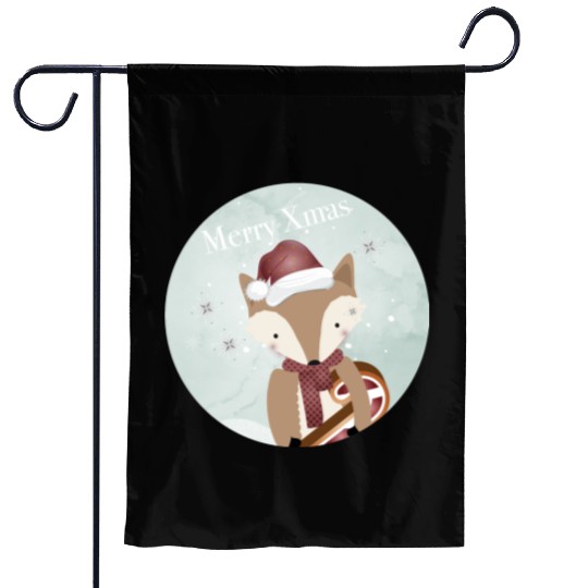 cute fox for Christmas with candy cane Garden Flags