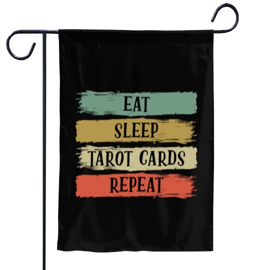 Eat Sleep Retro Vintage Tarot Cards Cartomancy Garden Flags